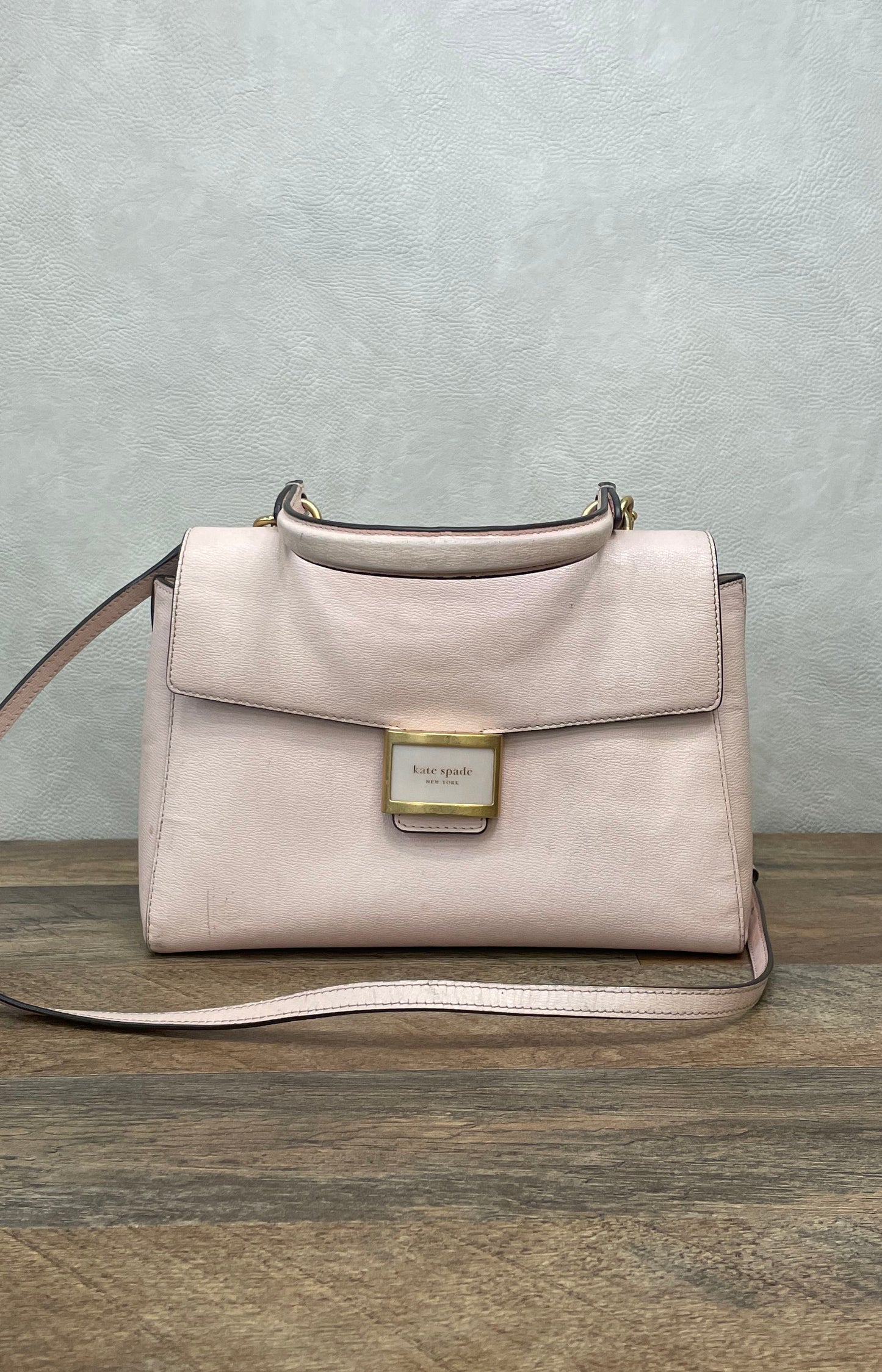 Kate Spade Pink Textured Leather Katy Medium Top Handle Crossbody Bag