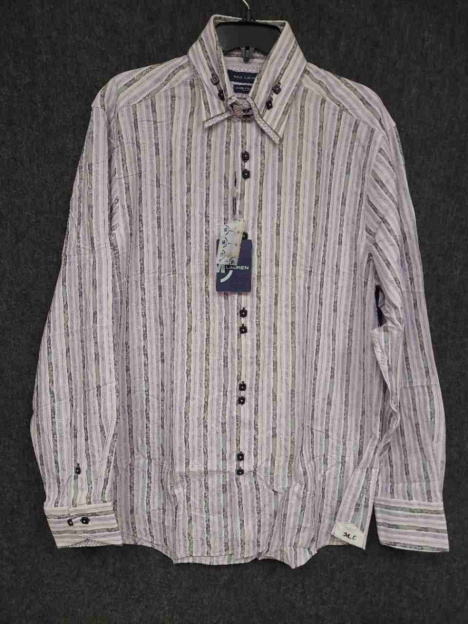 Max Lauren & Perry Ellis Men's Dress Shirt Lot Geometric Striped Sz L & XL NWT