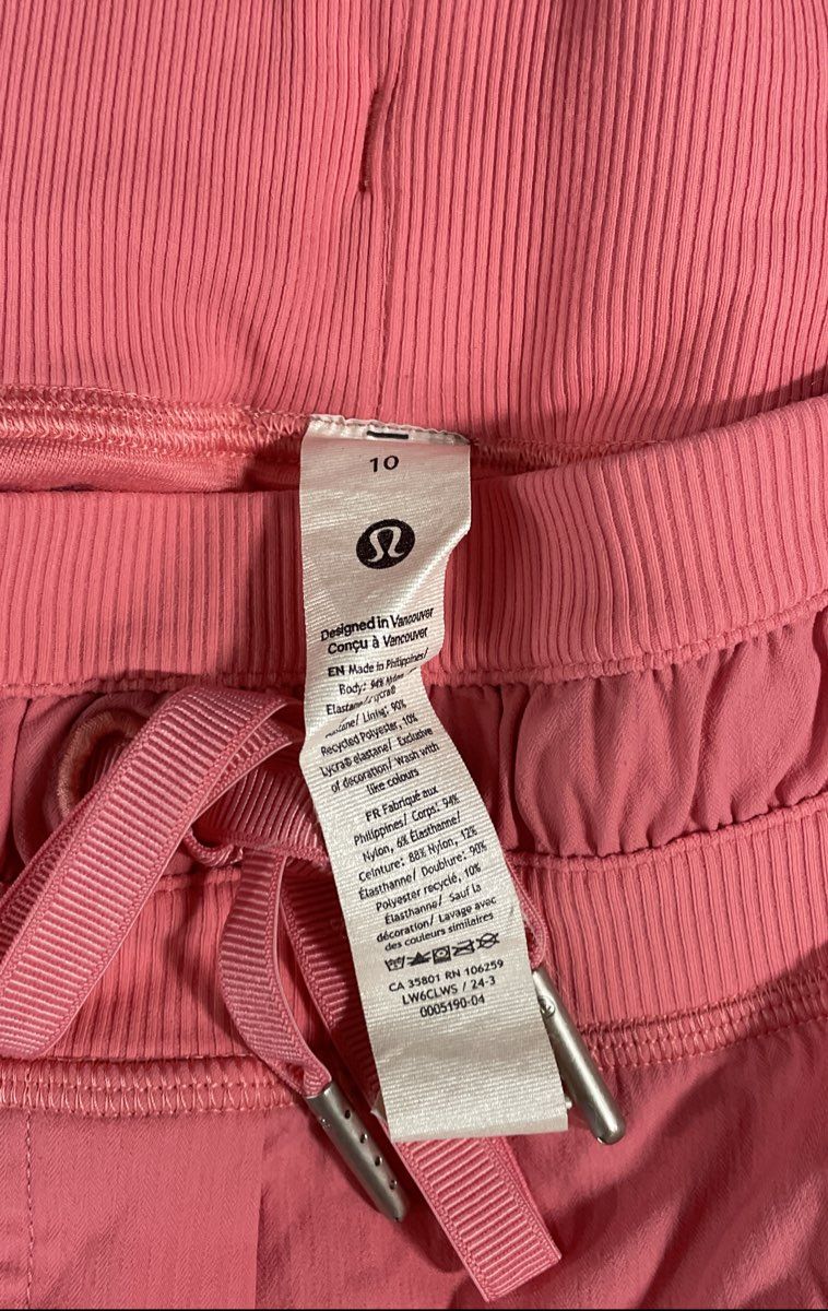 Lululemon Women's Stretch High-Rise Jogger Pants Pink Ribbed Waist Sz 10