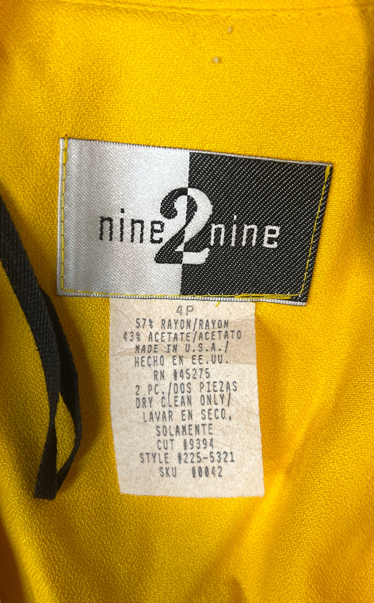 Vintage 90s Nine 2 Nine Women's Yellow Short Sleeve Button Up Shirt Jacket 4P