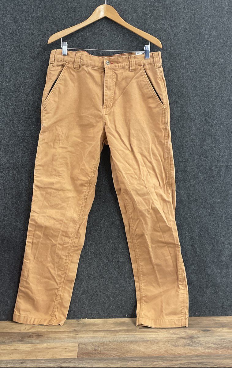 Eddie Bauer Workwear Carpenter Utility Canvas Pants Tan Sz 34