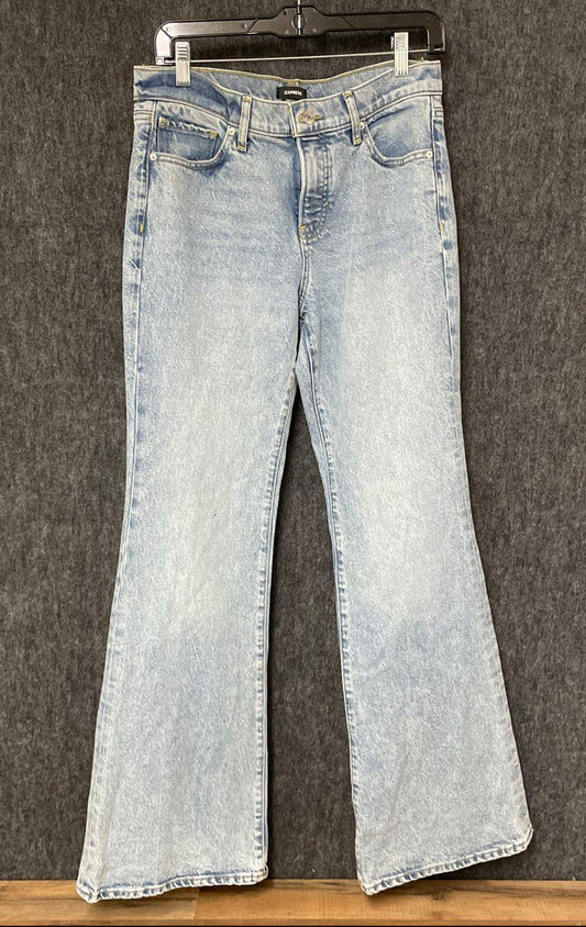 Express Women's '70s Flare Mid Rise Light Wash Blue Denim Jeans Sz 8R
