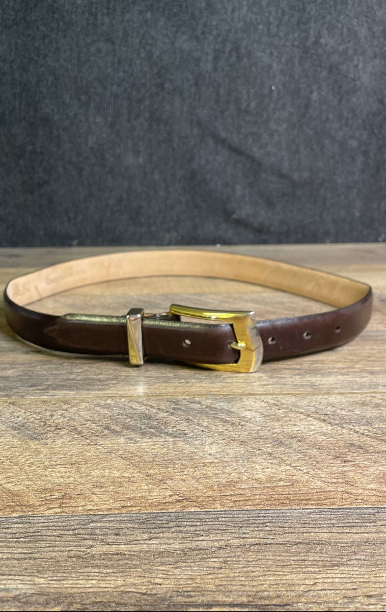 Nordstrom Women's Brown Genuine Italian Calfskin Belt Two-Tone Buckle Sz M