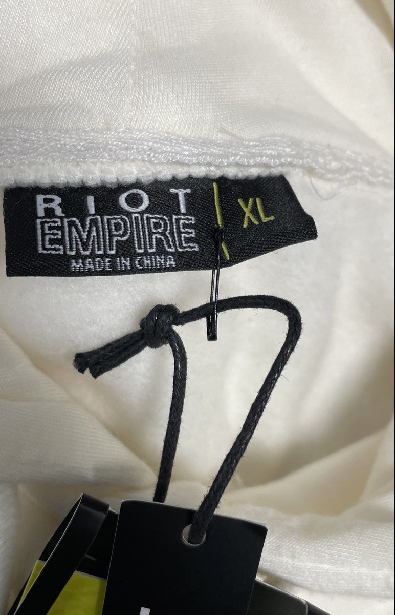 Riot Empire Men's White Real Boss Fleece Hoodie Graphic Sweatshirt Size XL NWT