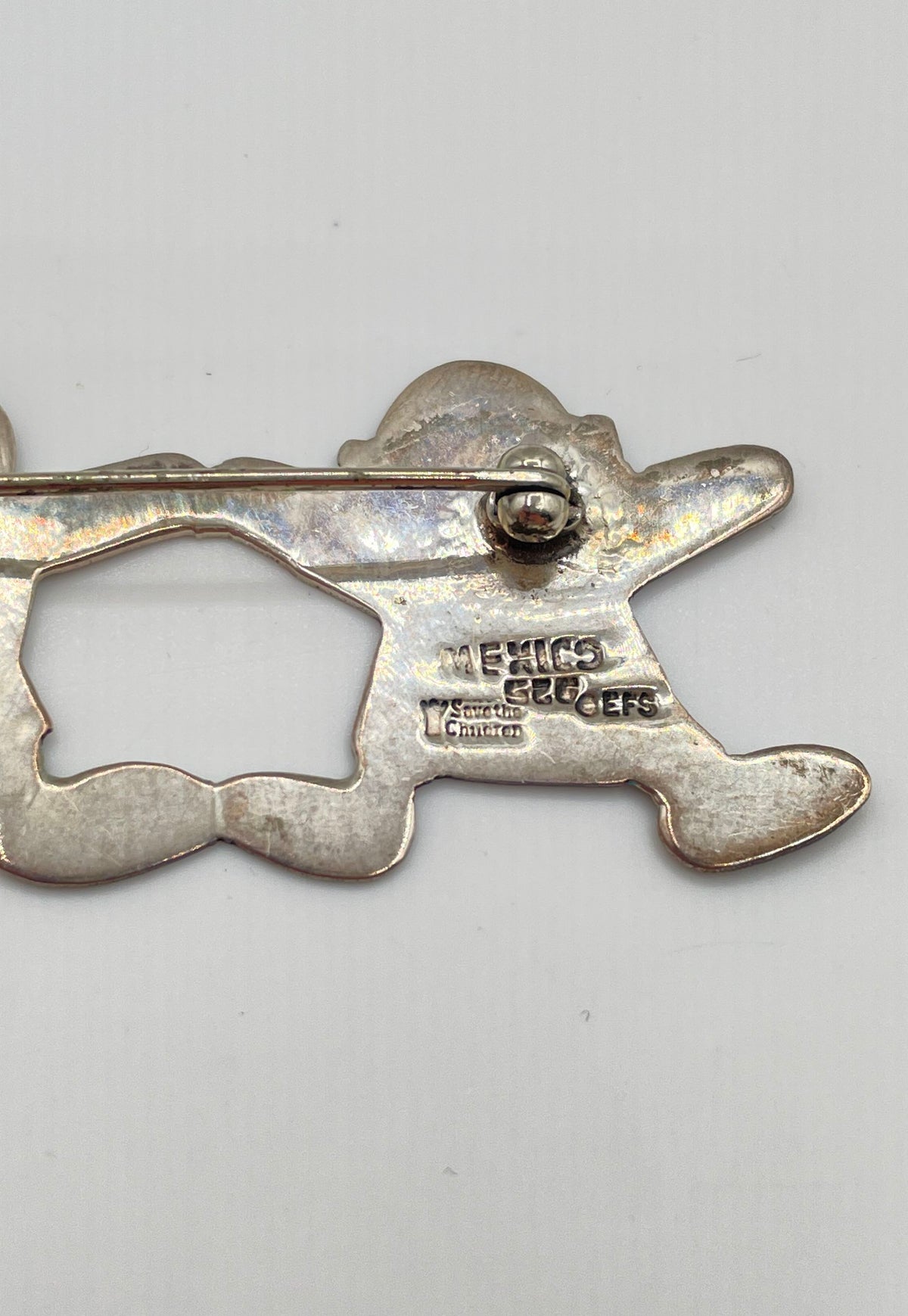 EFS Save The Children 925 Sterling Children Holding Hands Brooch Pin Mexico 6.1g