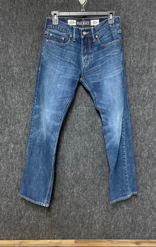 Old Navy Men's Blue Slim Straight Denim Jeans Medium Wash 100% Cotton Sz 28x30