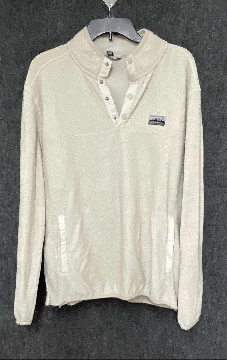 Eddie Bauer Men's Beige Quarter-Snap Sweater Fleece Pullover Size Large