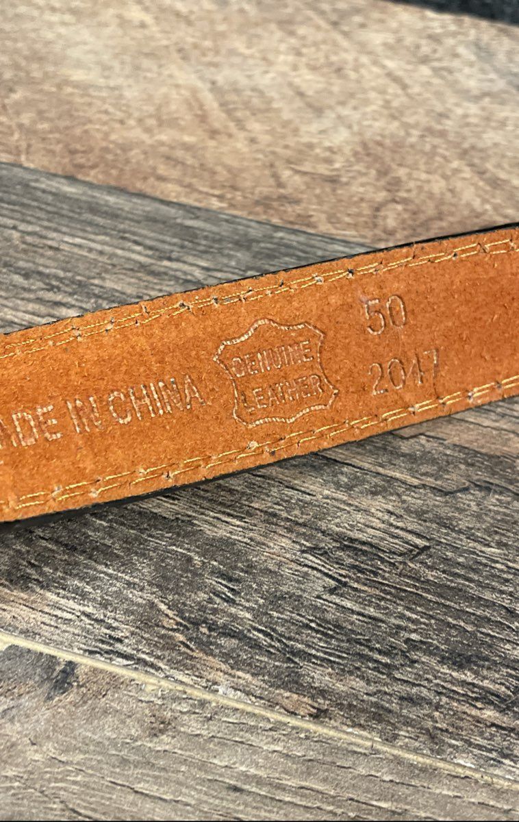 Men's Leather Belts Lot of 2 Black Brown Genuine Leather USA & China Sz 50