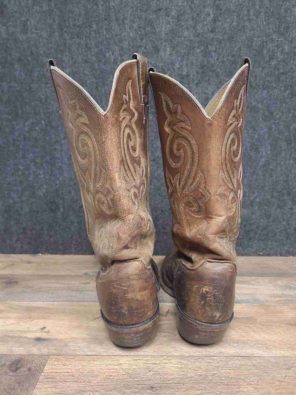 Vintage Justin 2253 Brown Leather Western Cowboy Boots Size 9.5