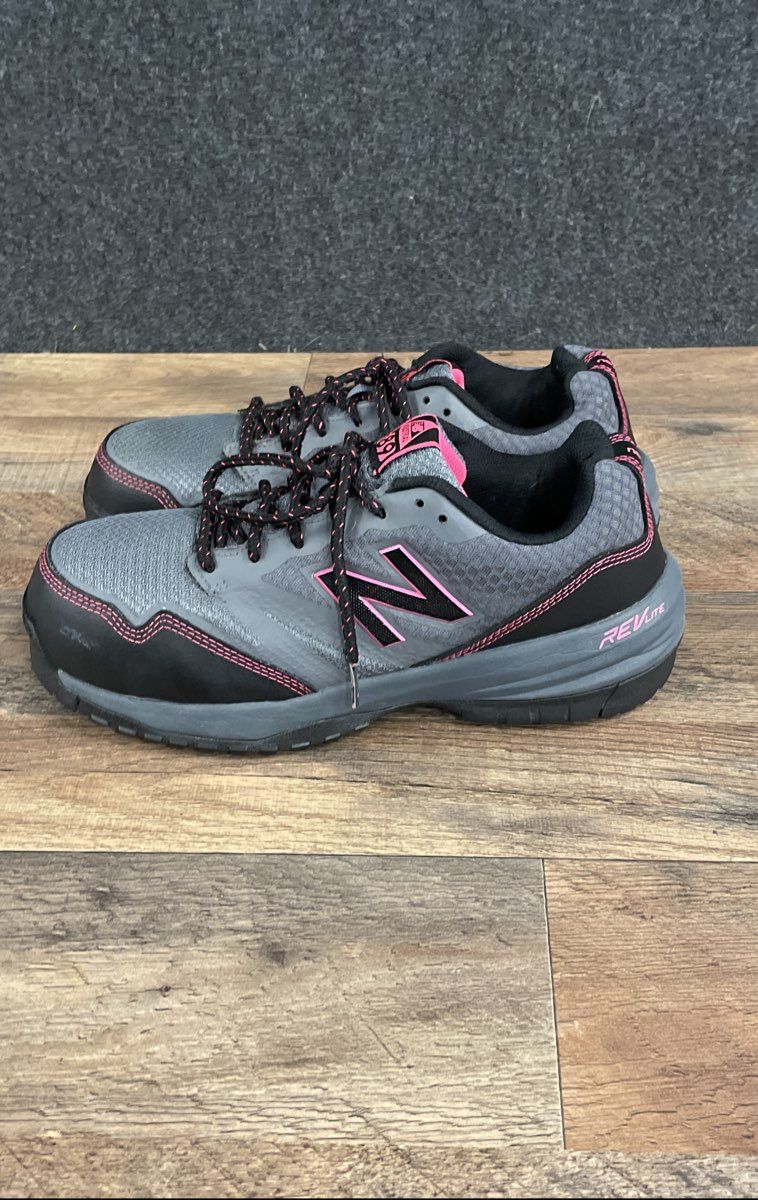 New Balance Industrial 589 Grey Pink Composite Toe Work Shoes Women's Size 8.5 D