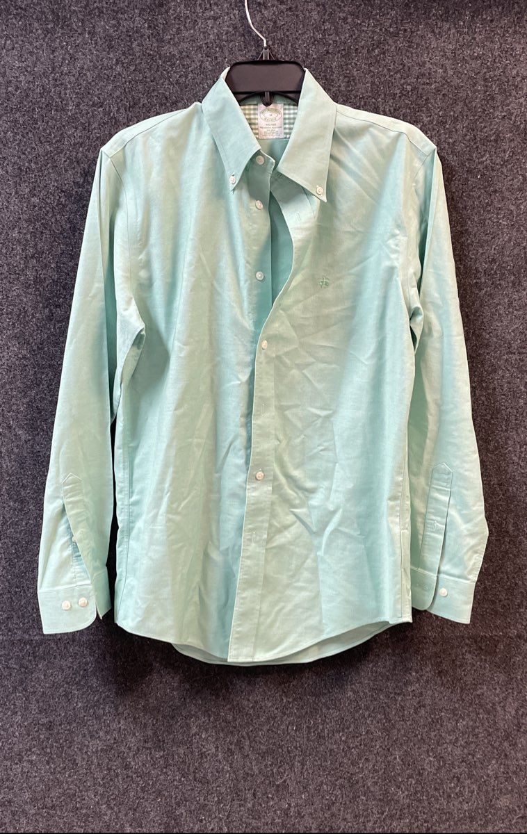 Brooks Brothers Men's Mint Green Madison Fit Non-Iron Button Down Shirt Sz M