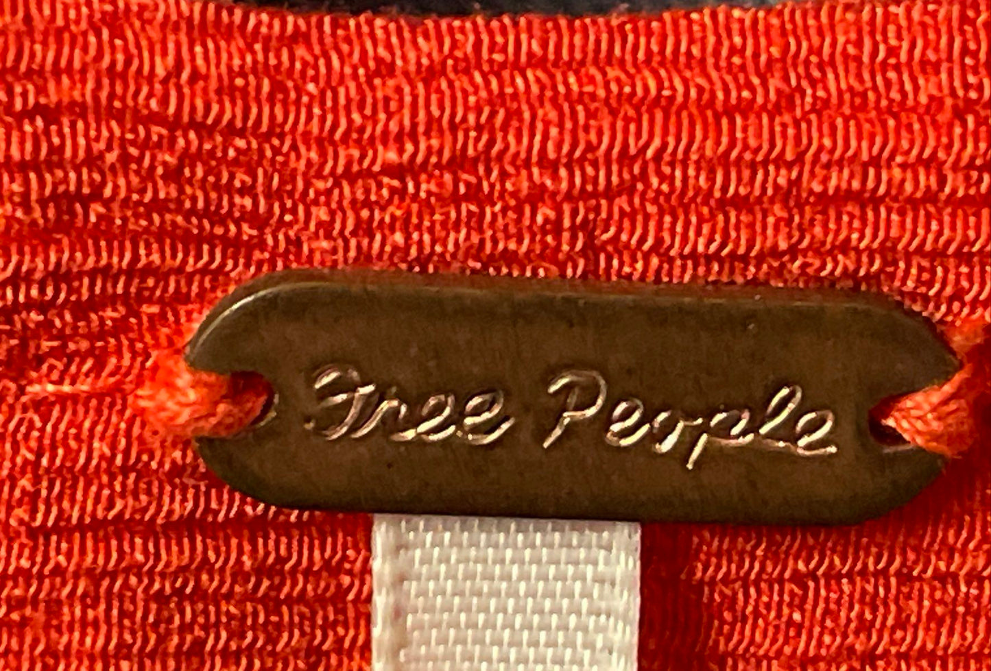 Free People Women's Orange Textured Surplice Crossover Long Sleeve Blouse Sz S