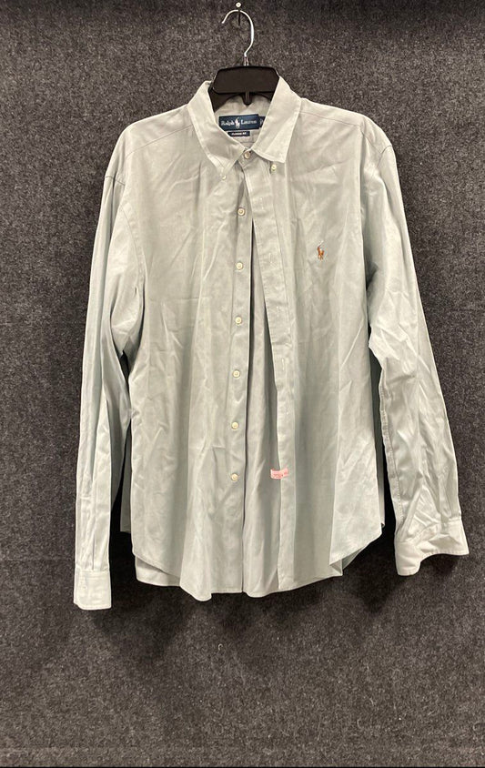 Ralph Lauren Men's Pale Green Long Sleeve Classic Fit Button Down Shirt Sz 17