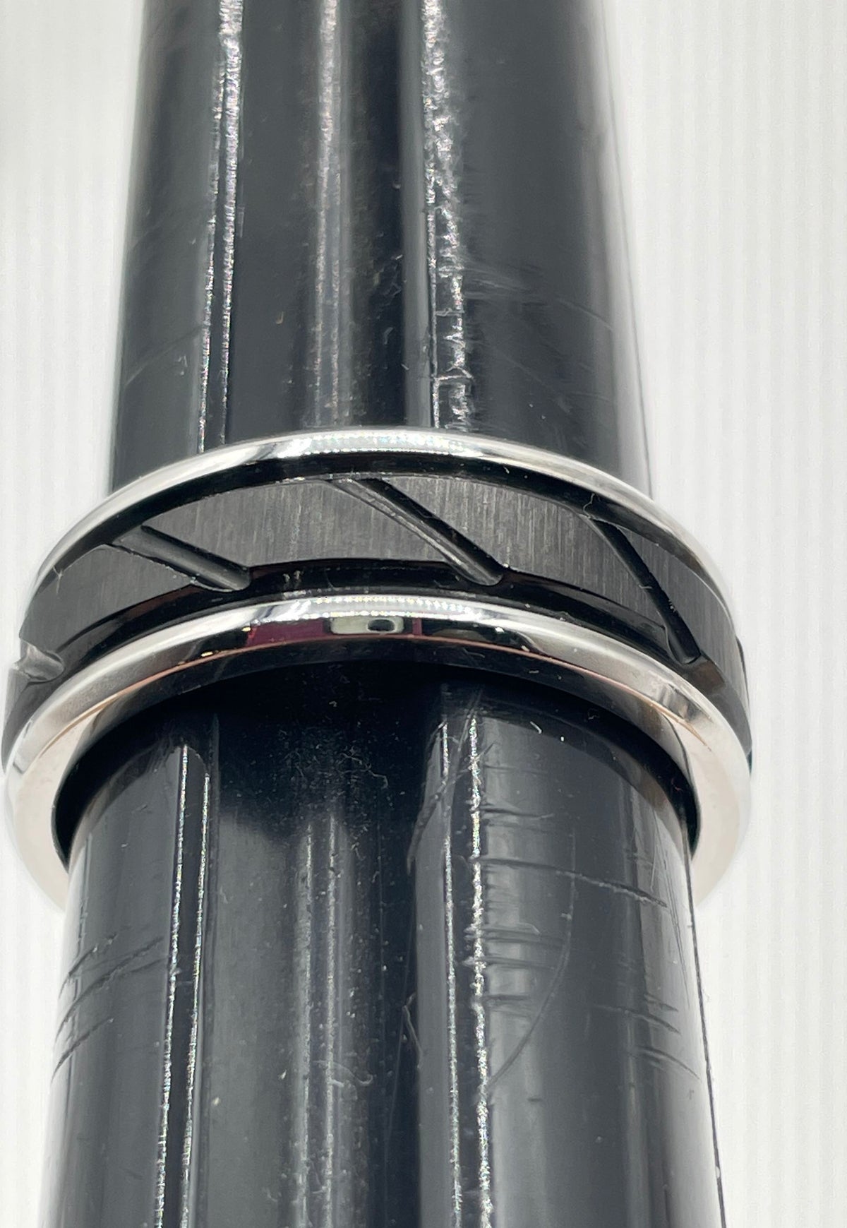 Benchmark Forge Collection Black & White Cobalt Chrome The Ridge Men's Ring 9.3g