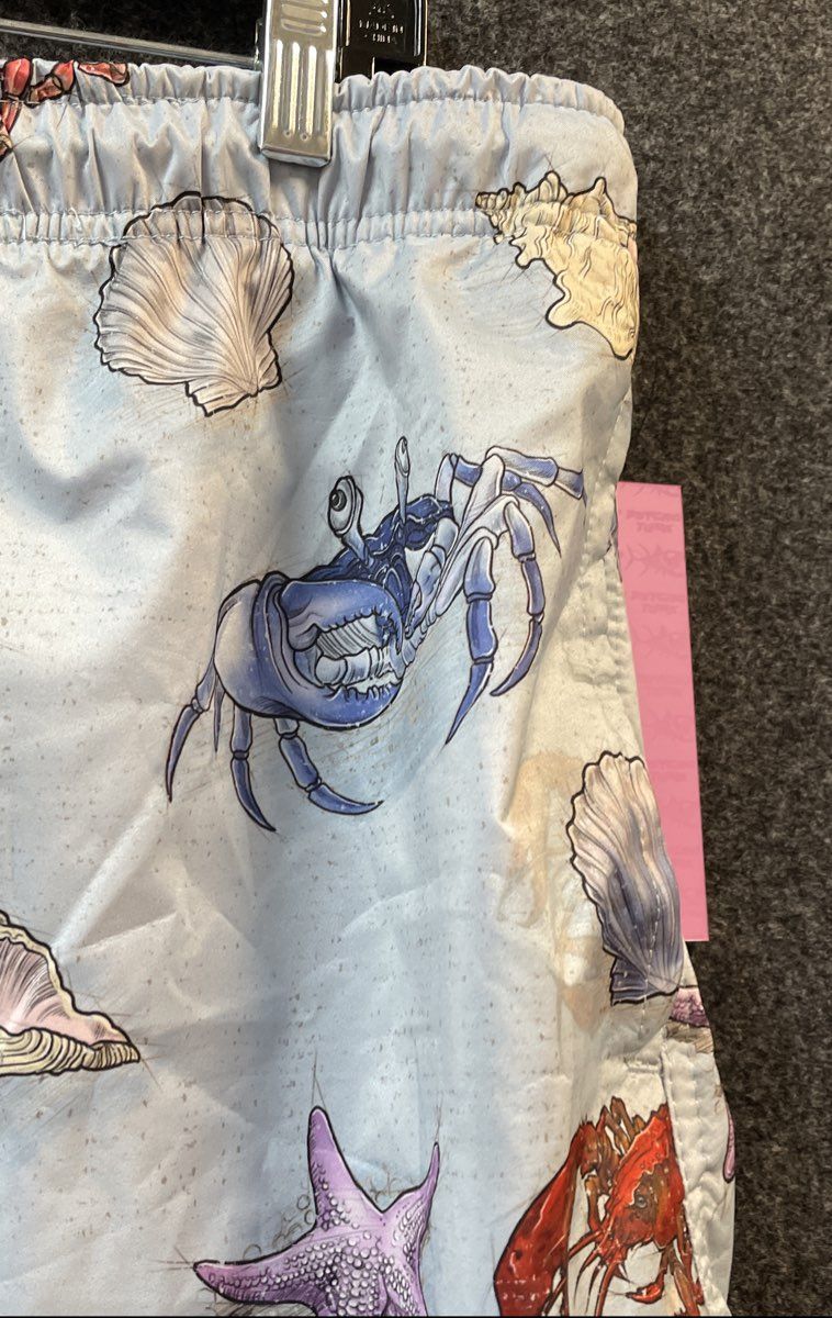 Psycho Tuna Men's Bottom Feeders Swim Trunks Starlight Blue Sea Print XL NWT