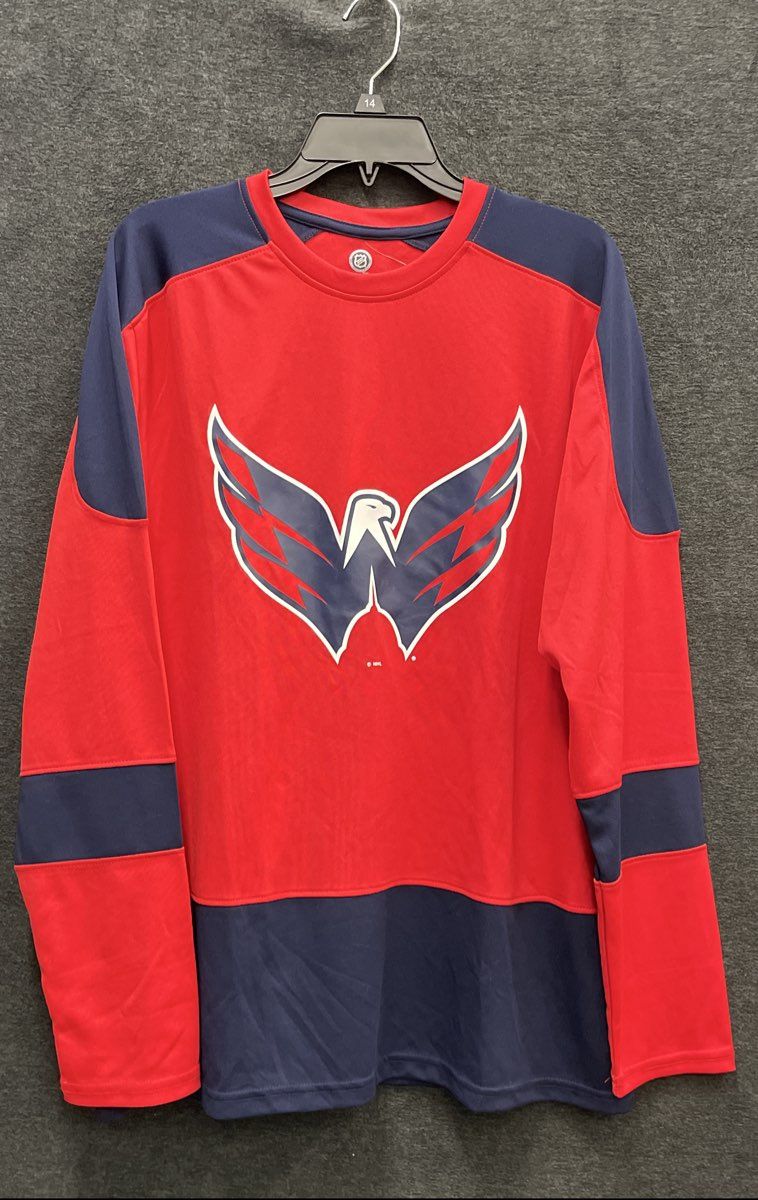 NHL Hockey Washington Capitals Long Sleeve Performance Shirt Weagle Logo XL