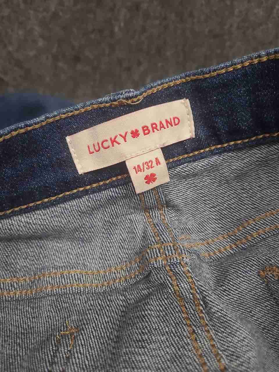 Lucky Brand Women's Sweet Mid Rise Bootcut Jeans Blue Faded Whiskered Sz 14/32