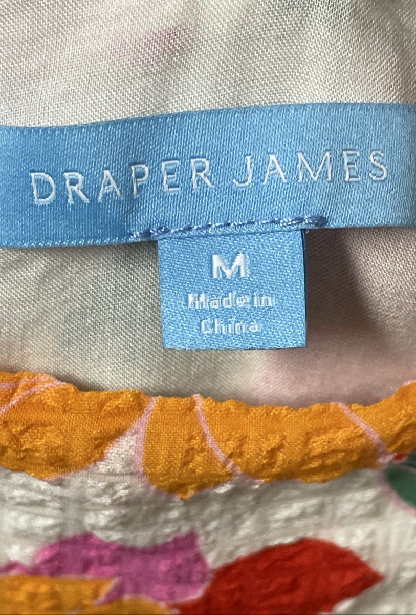 White Multicolored Draper James Short Sleeve Dress - Size M