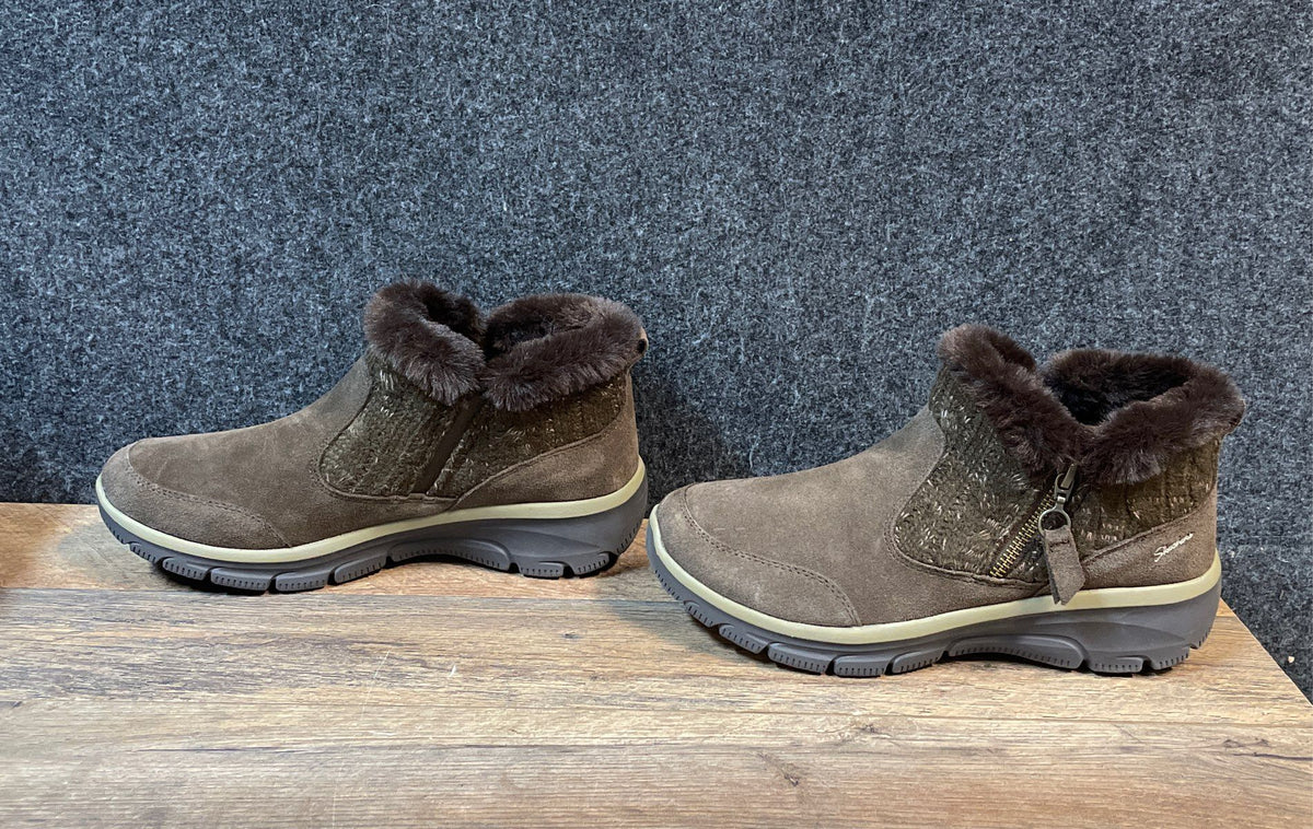 Skechers Relaxed Fit Brown Fur Lined Air-Cooled Memory Foam Booties Size 10