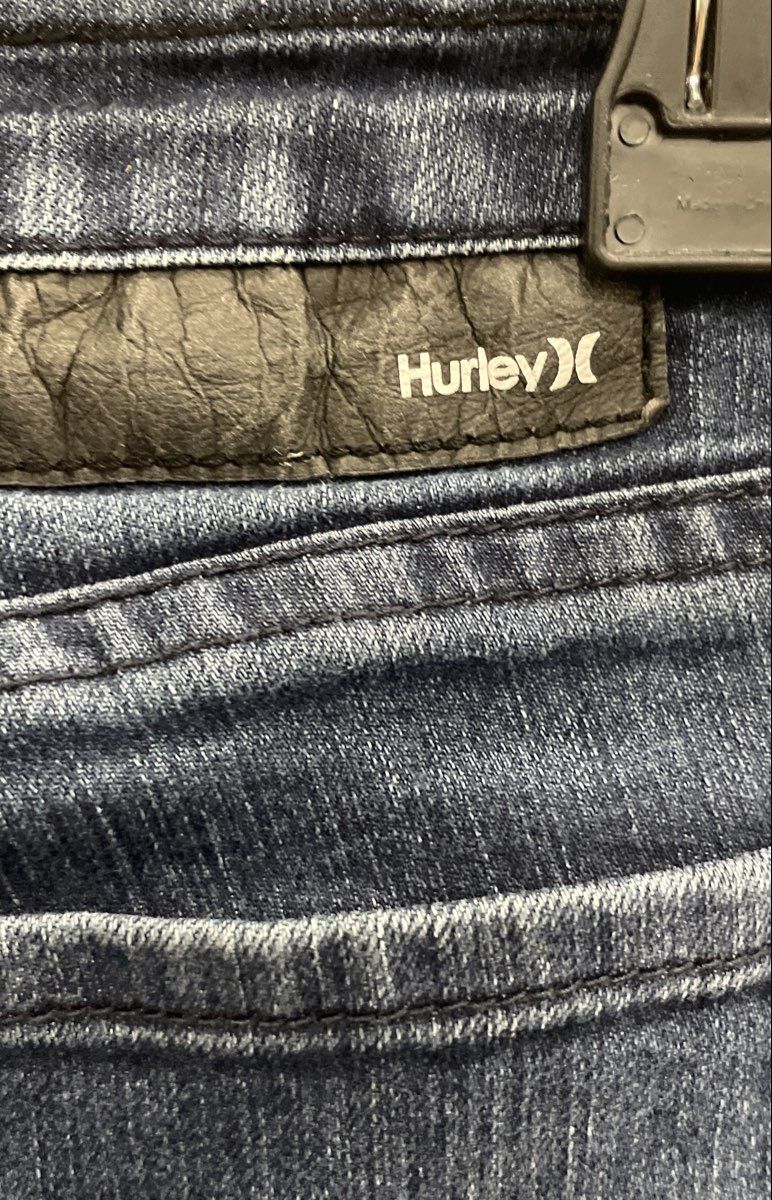 Hurley Women's Skinny Jeans Dark Wash Blue Whiskered Ankle Zip Size 3