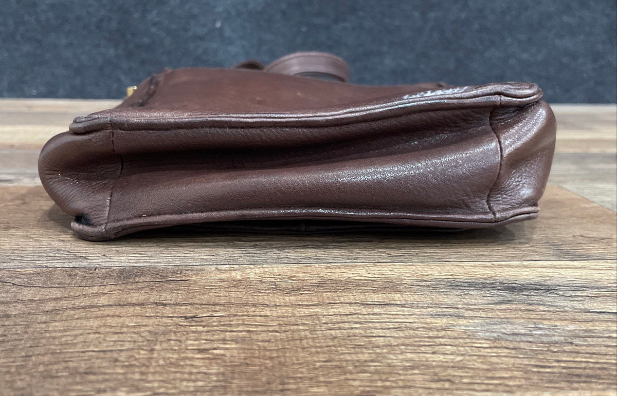 Vintage 1980s Jacqueline Ferrar Brown Leather Satchel Crossbody Bag