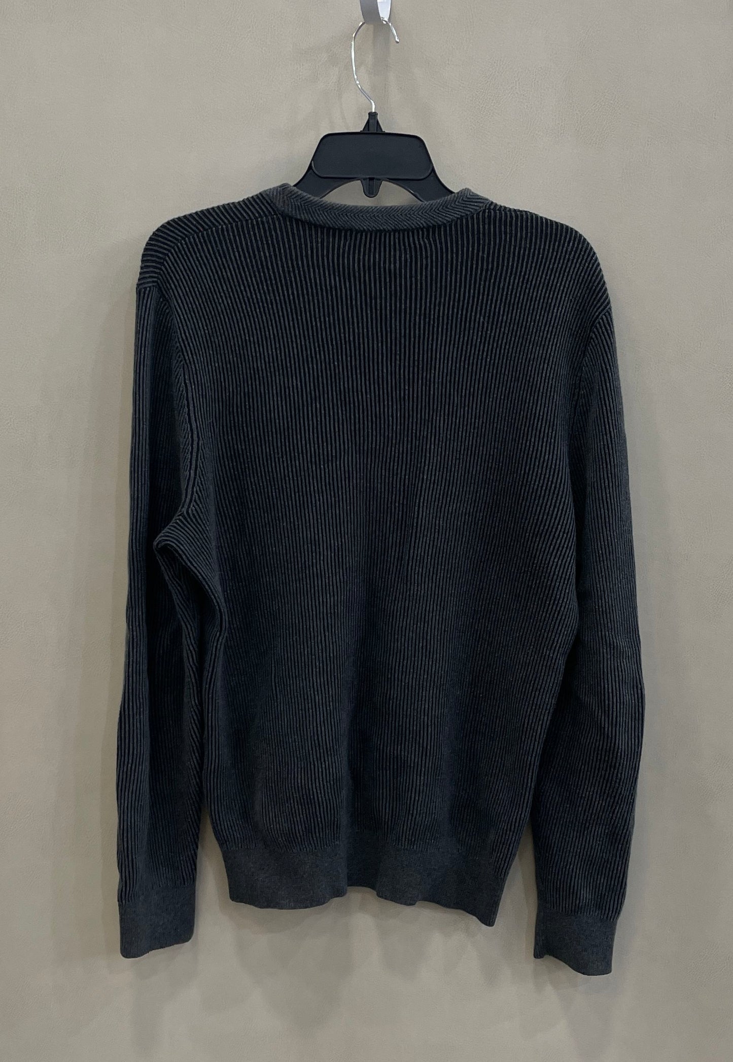 Michael Kors Men's Charcoal Gray Ribbed Cotton Knit Crewneck Sweater Size M