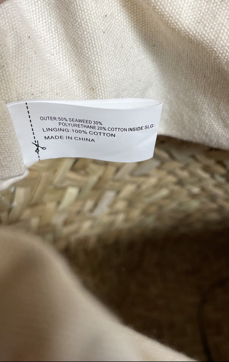 House of Harlow 1960 Cream & Natural Rattan Woven Basket Tote Bag Small