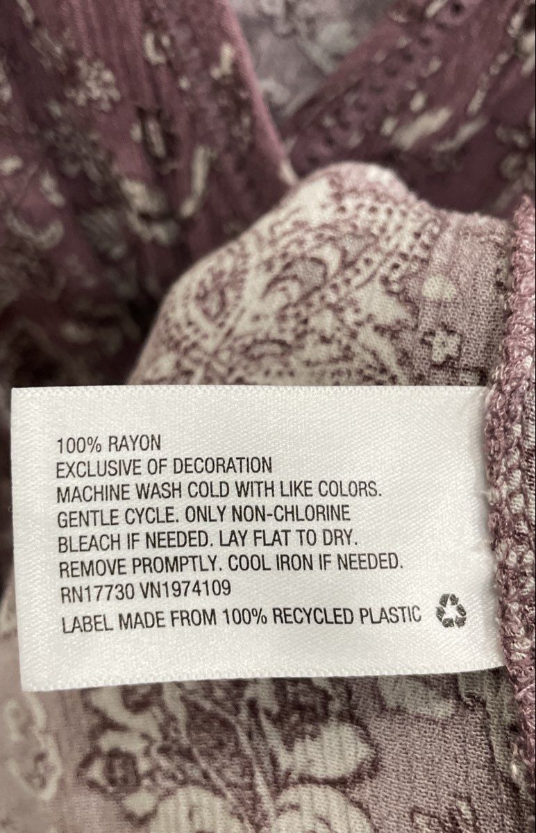 Knox Rose Women's Mauve Floral Paisley Wrap Bodice Long Sleeve Midi Dress Sz M