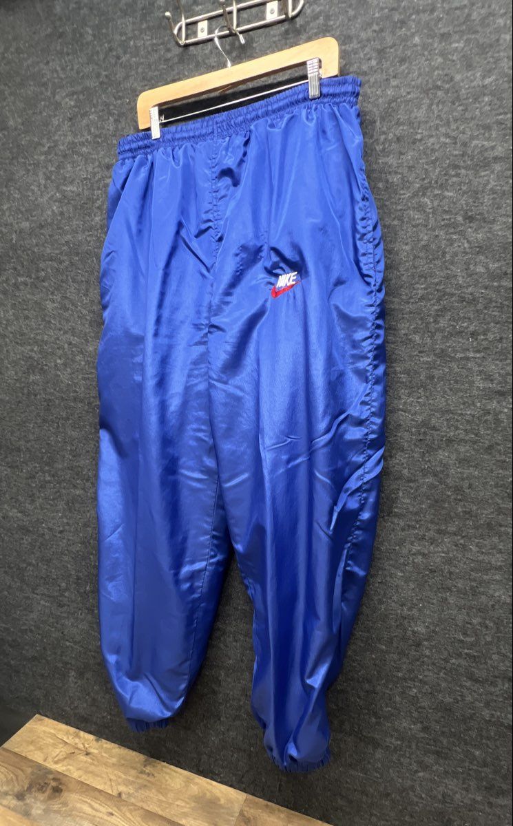 Vintage 90s Nike Men's Blue Nylon Windbreaker Track Pants Baggy Lined Sz XXL