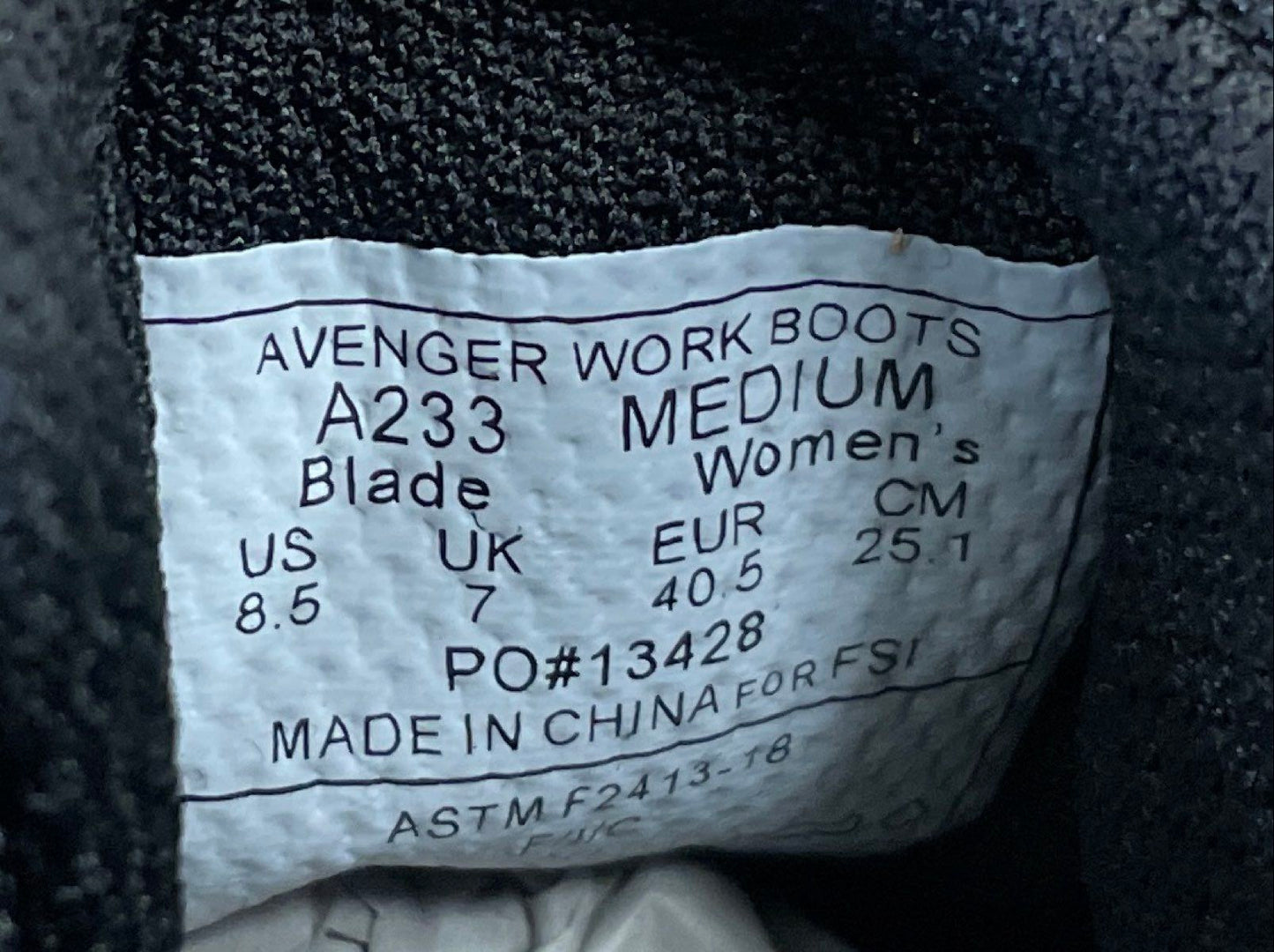 Avenger Blade Black Canvas Suede Women's Work Boots Size 8.5 NWT