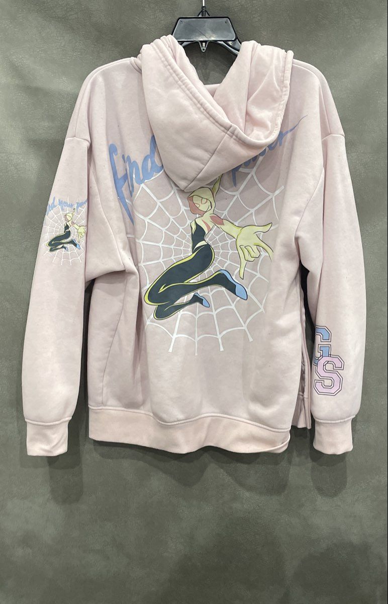Marvel Women's Ghost-Spider Pink Graphic Full Zip Hoodie Gwen Stacy Size XL
