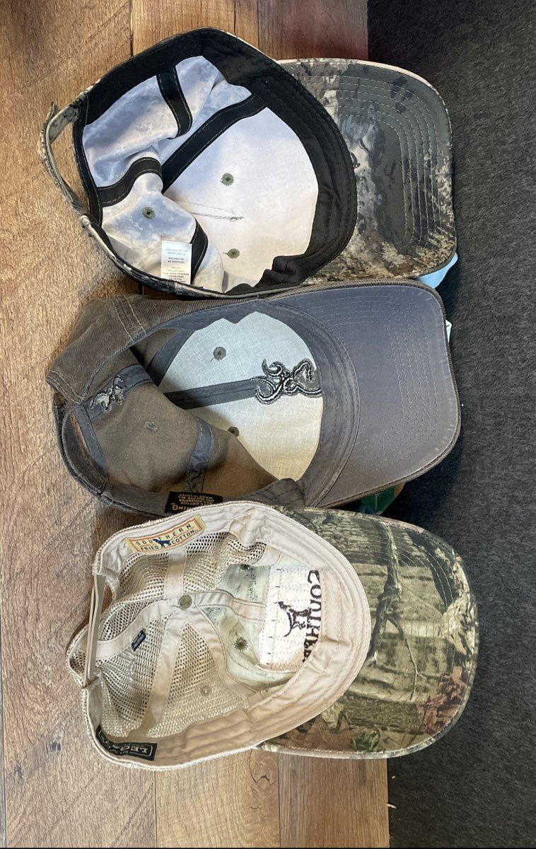 Outdoor Hunting Hat Lot Cabela's Browning Southern Fried Cotton 3 Hats Camo