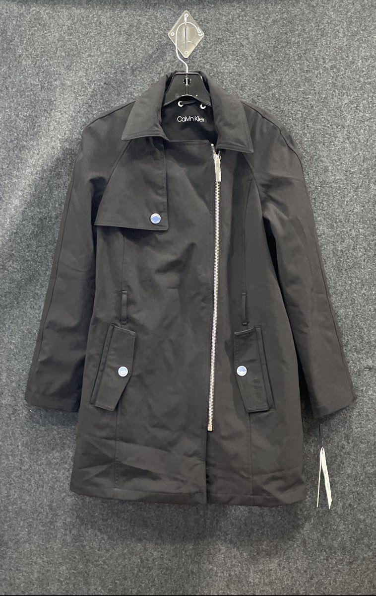 Calvin Klein Women's Black Asymmetrical Zip Moto Style Coat Sz XS NWT