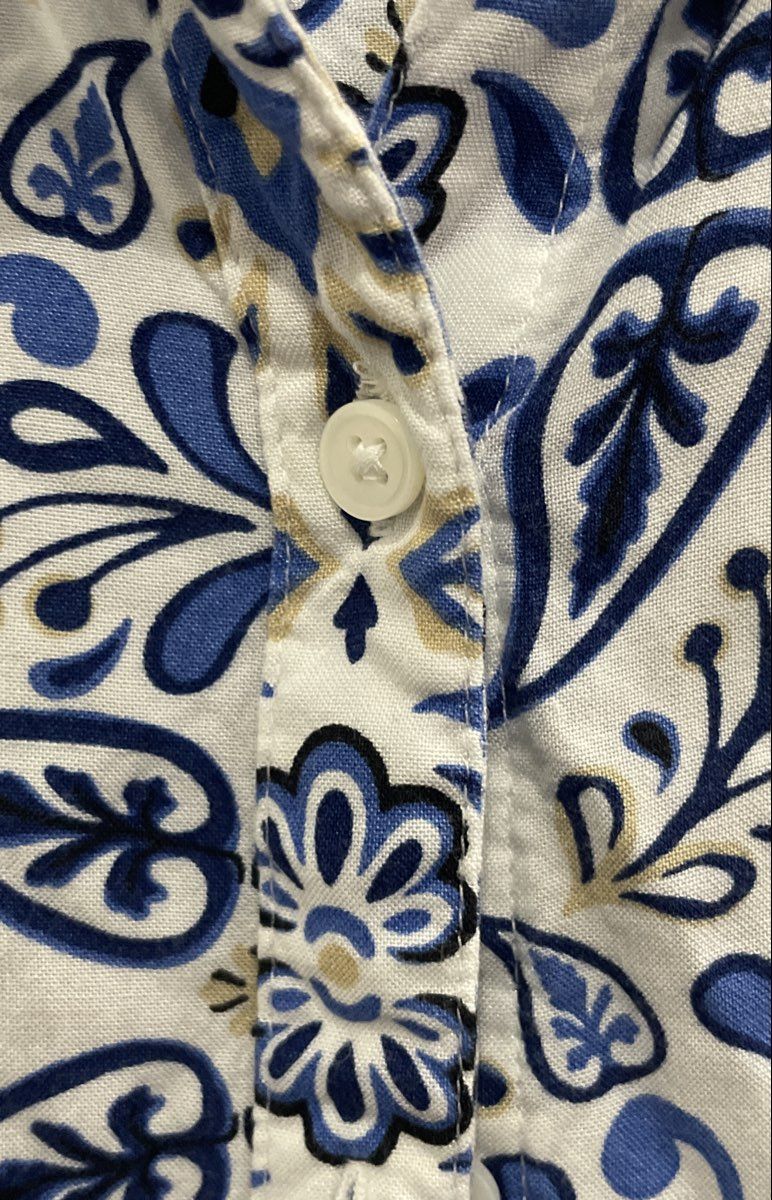 Croft & Barrow Women's Blue Floral Button Up Rayon Blouse Sz PXL