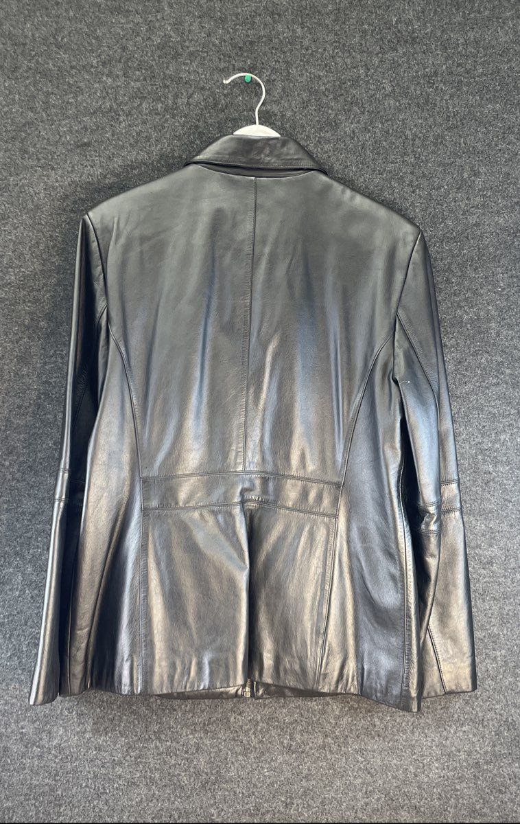 Vintage 90s Wilsons Leather Pelle Studio Black Zip Front Jacket