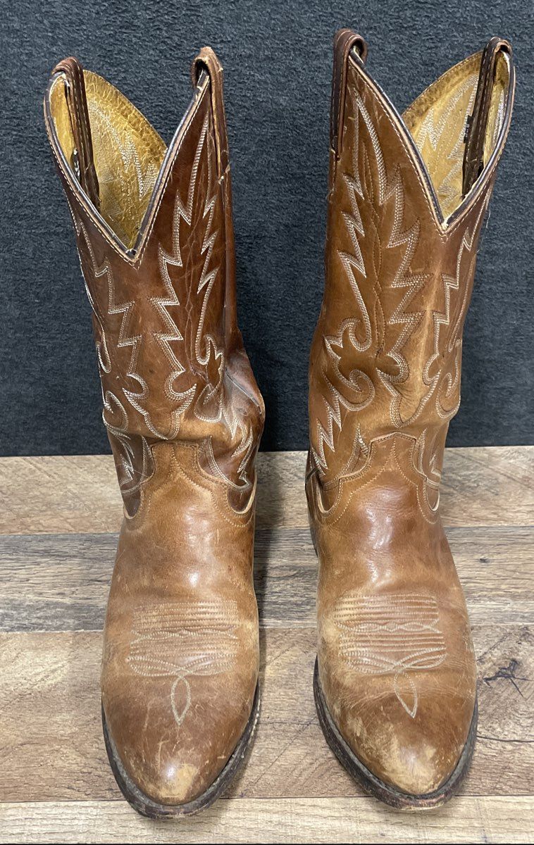 Justin 2114R Apache Tan Leather Western Cowboy Boots Men's Size 9D