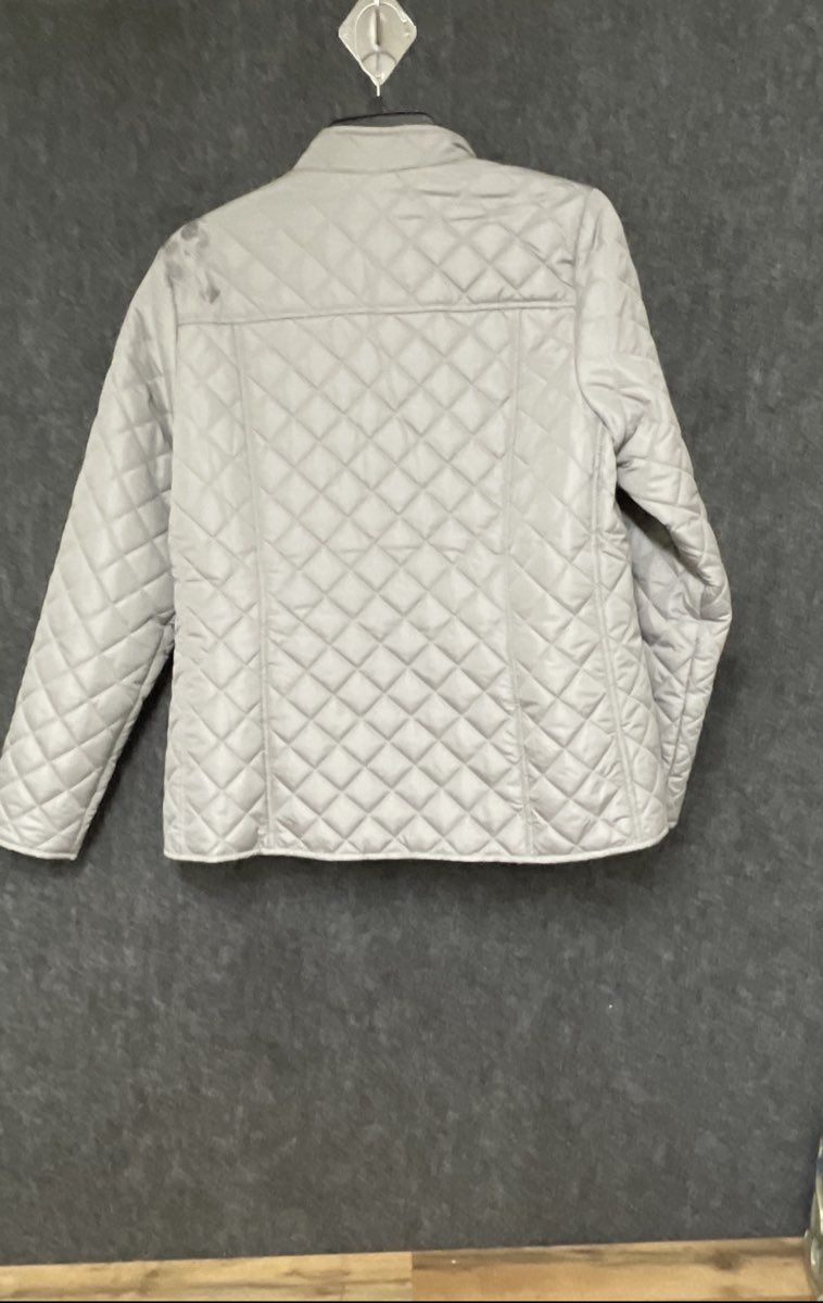 Kim Rogers Women's Gray Quilted Full Zip Mock Neck Jacket Size S