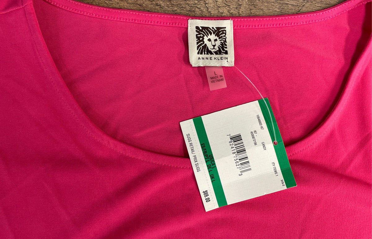 Anne Klein Women's Candy Pink Cold Shoulder Short Sleeve Blouse NWT Size L