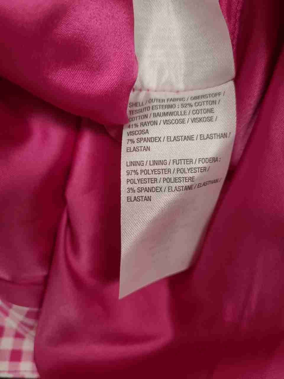 Isaac Mizrahi Live! Women's Blazer Pink Gingham Checked Cotton Blend Sz 8