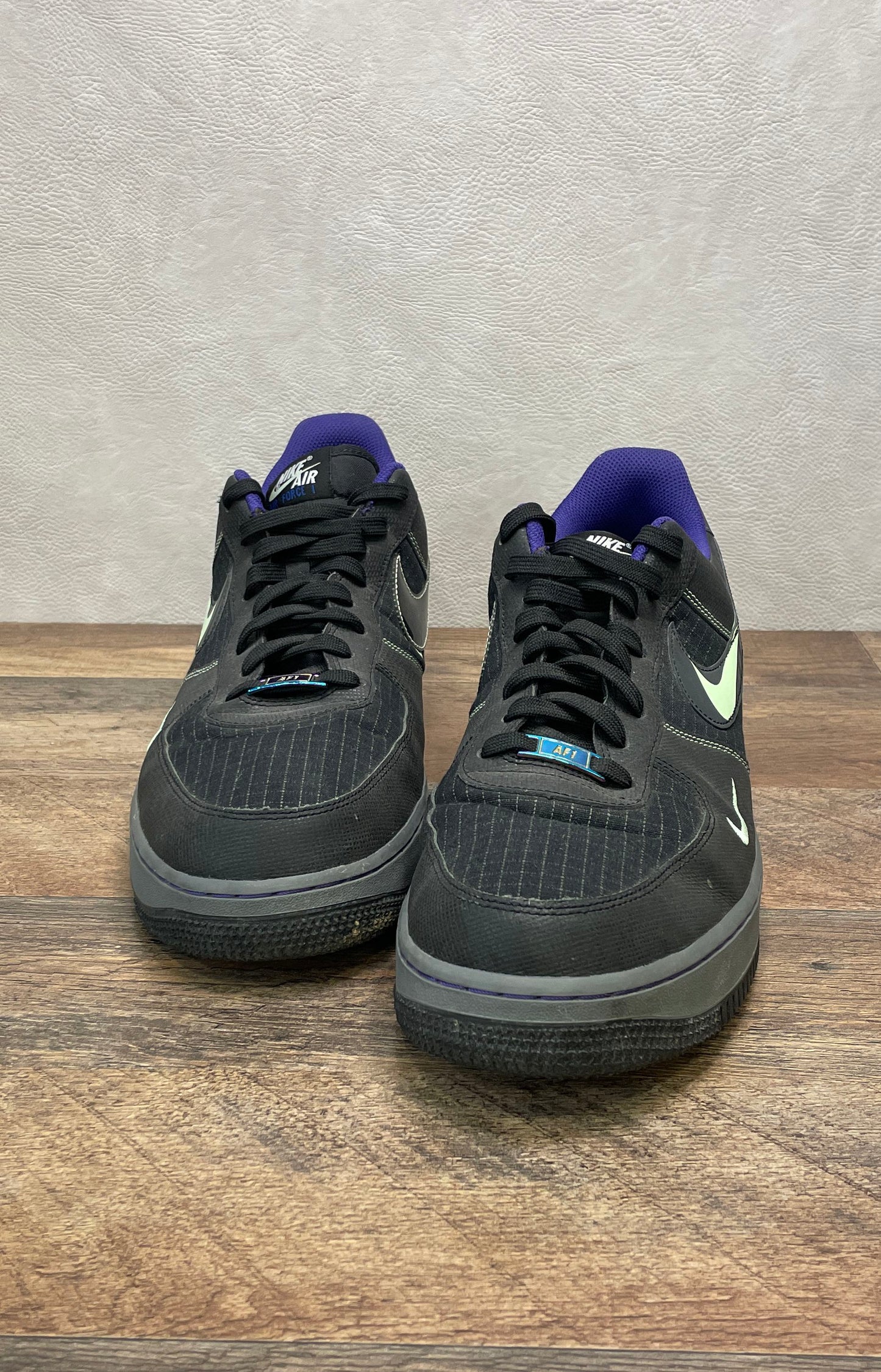 Nike Air Force 1 '07 LV8 Black Hyper Grape Wolf Grey Sneakers Men's Size 13