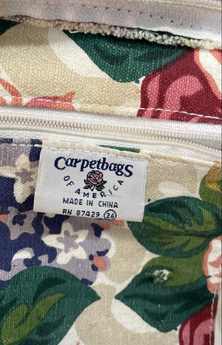 Vintage Carpetbags of America Floral Canvas Overnight Weekender Bag Large
