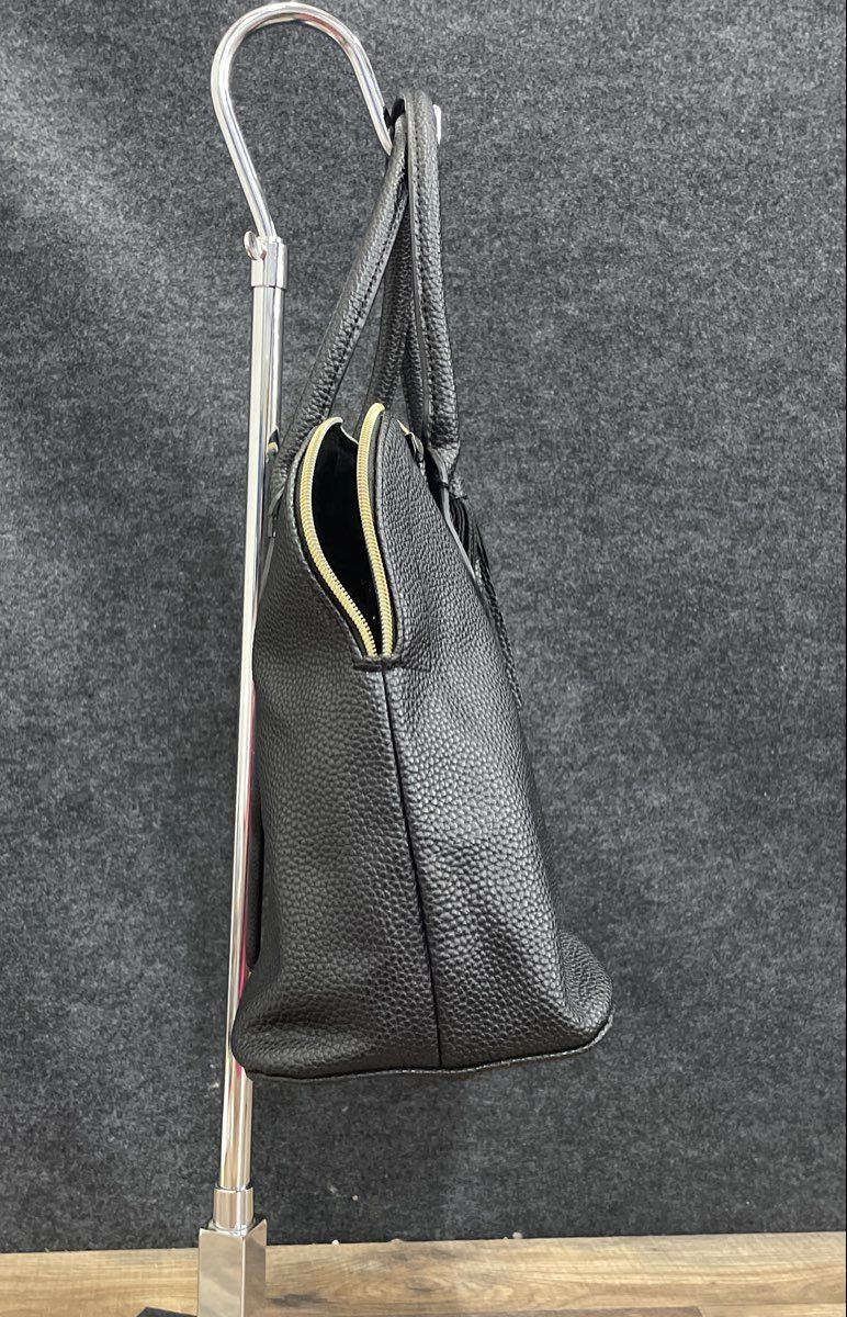 Kenneth Cole Reaction Black Pebbled Faux Leather Tassel Dome Satchel Bag