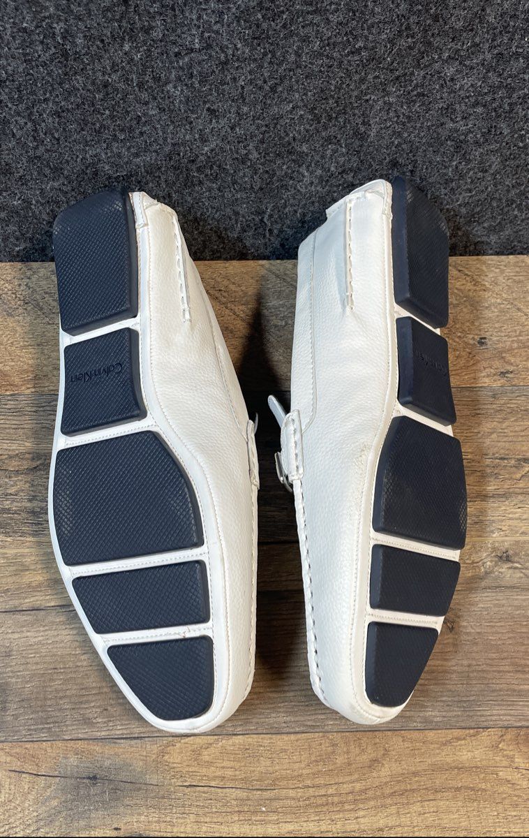 Calvin Klein Mikos White Leather Driving Loafers Men's Size 12