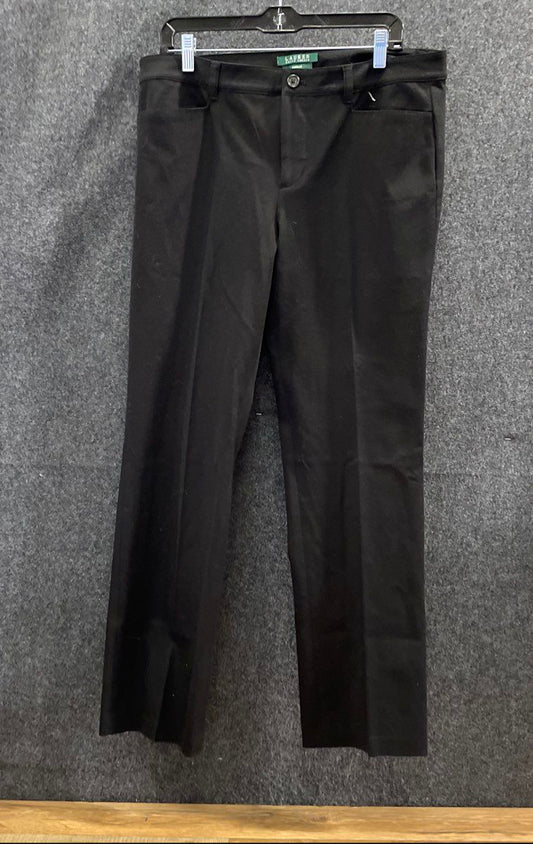 Lauren Ralph Lauren Women's Black Adelle Cotton Straight Leg Pants Sz 12