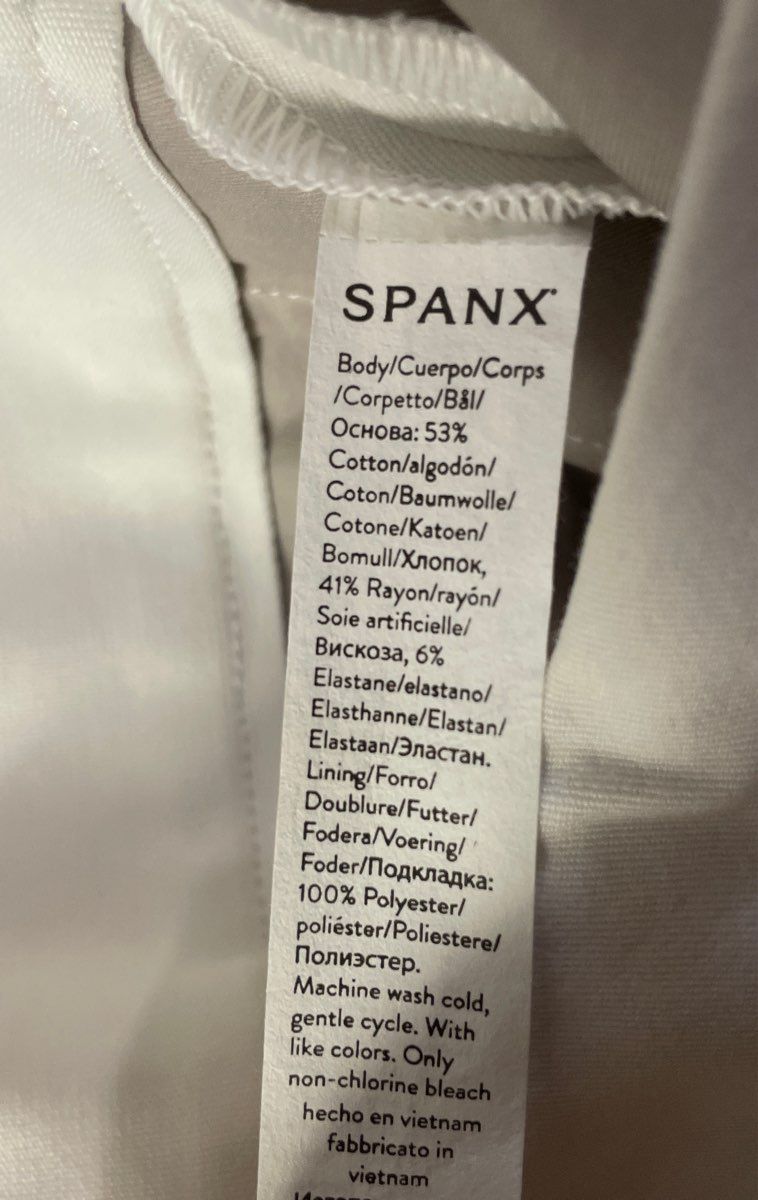 Spanx Women's Slim Straight Pants Classic White Tall Cotton Blend Size M NWT