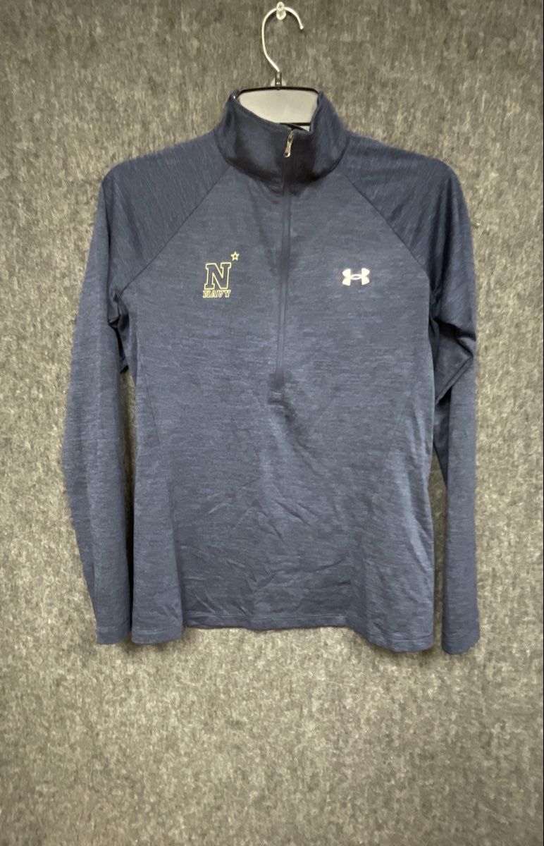 Under Armour Women's Navy Midshipmen 1/4 Zip HeatGear Pullover Blue Heather Sz S