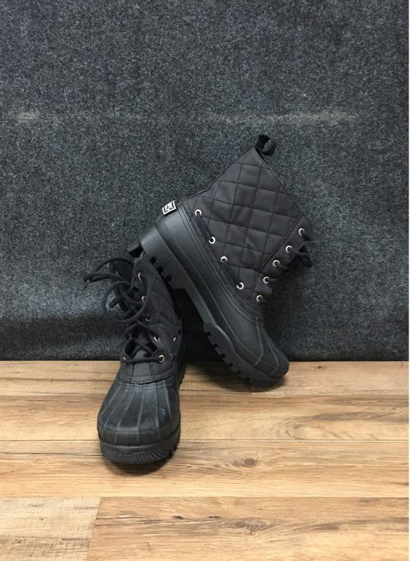Sperry Top-Sider Saltwater Black Quilted Nylon Duck Boots Women's Size 8