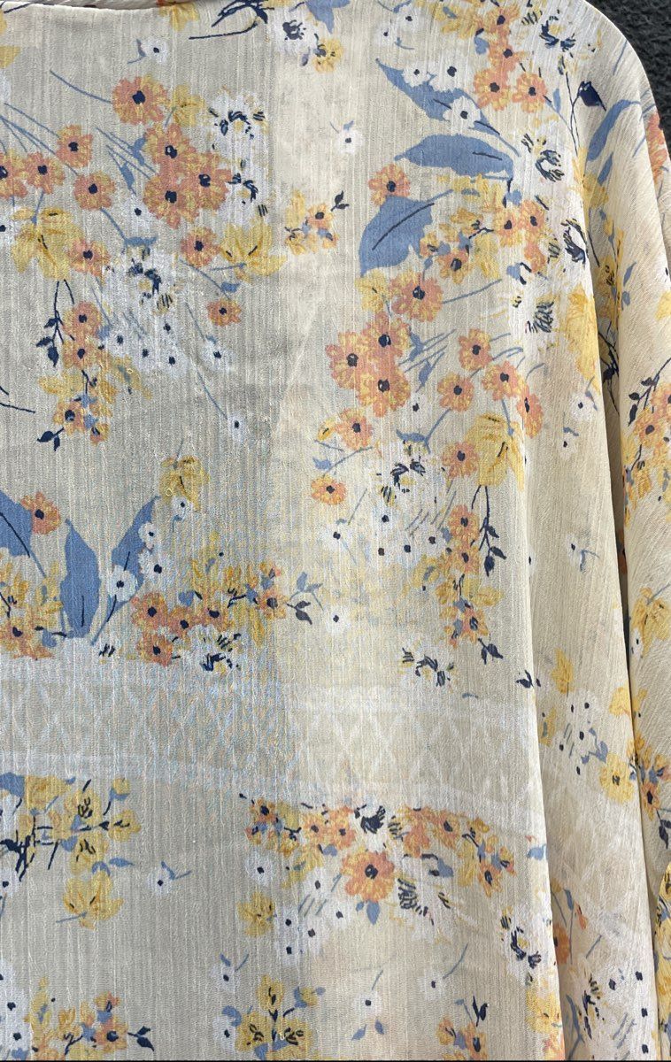 Band of Gypsies Women's Yellow Floral Sheer Open Front Kimono Cardigan