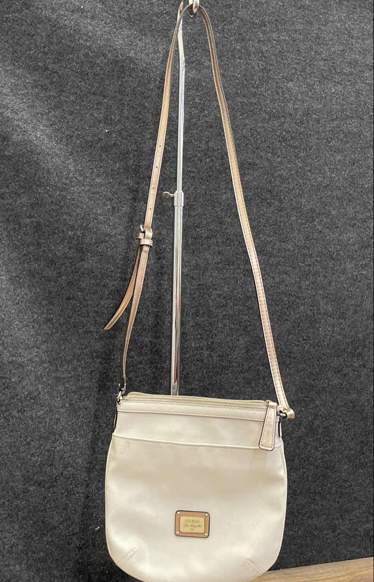 Guess Off-White Monogram G Logo Crossbody Bag Gold Hardware Purse