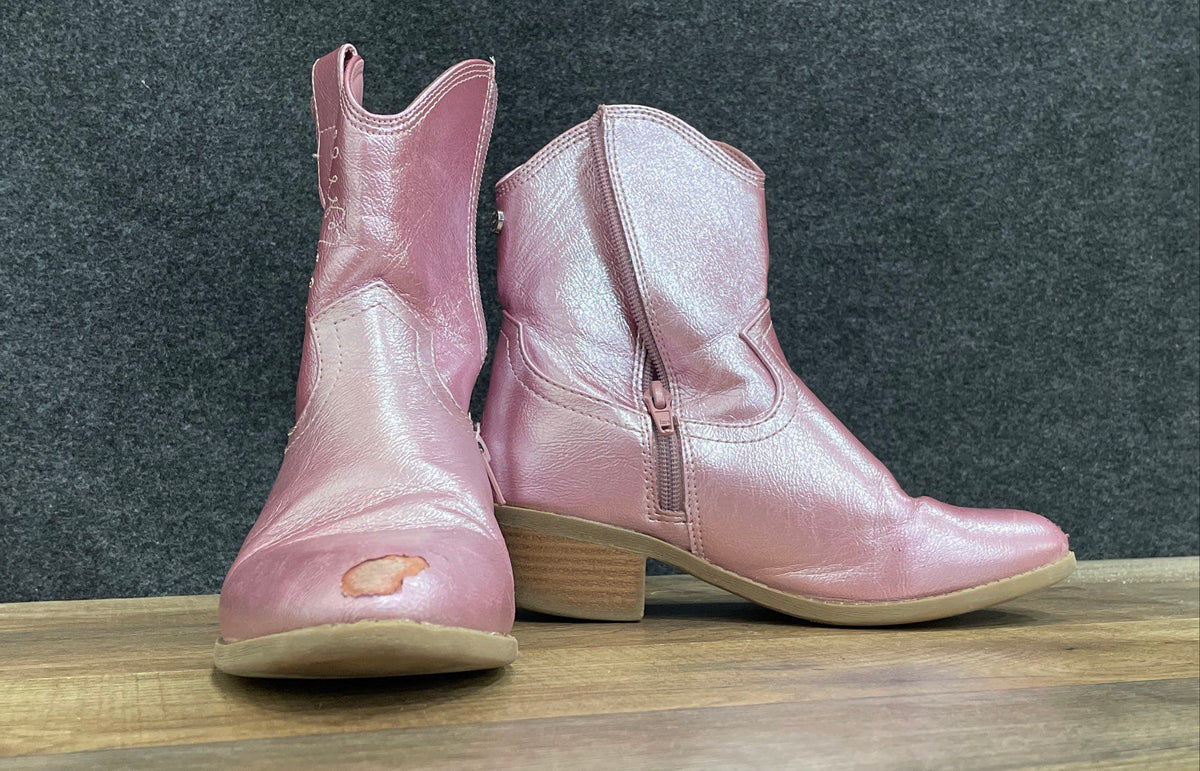 Madden NYC Metallic Pink Western Cowgirl Boots Girls Size 2